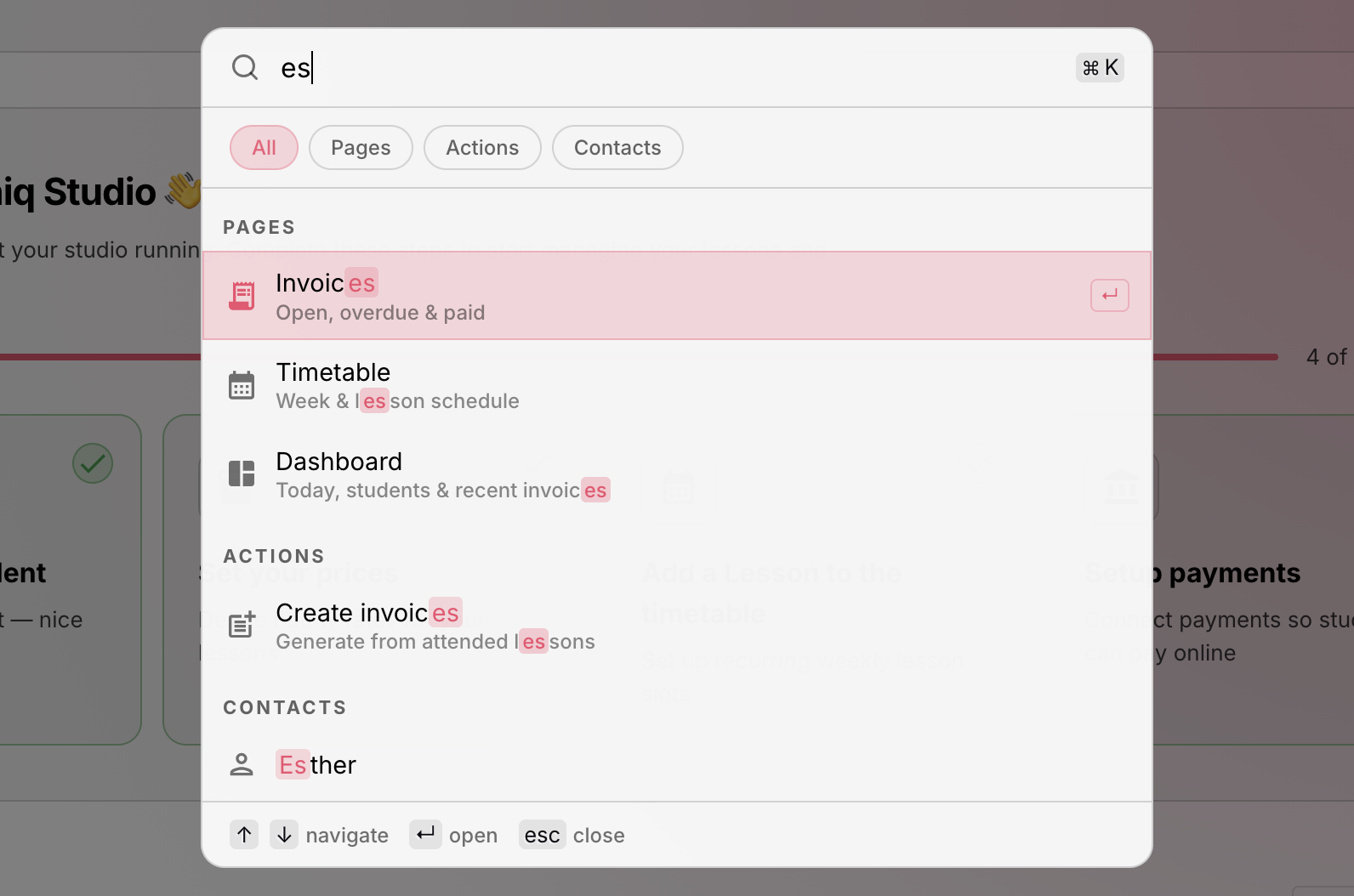 Quick Switcher with search